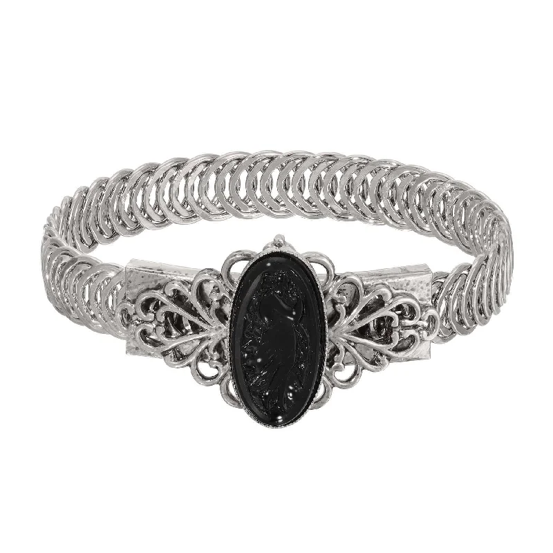 Shine In Style – Shop Jewelry Discounts Today 1928 Jewelry Ancient Priestess Oval Black Stone Cameo Belt Bracelet