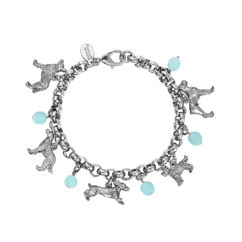 Trending Jewelry Styles Now At Limited-Time Discounts 1928 Jewelry Aqua Blue Baroque Glass Beaded Canine Charm Bracelet