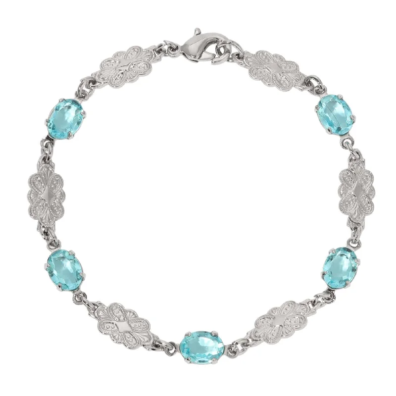 Discounted Jewelry For A Glamorous Look 1928 Jewelry Atlantis Aqua Blue Oval Glass Crystal Link Bracelet