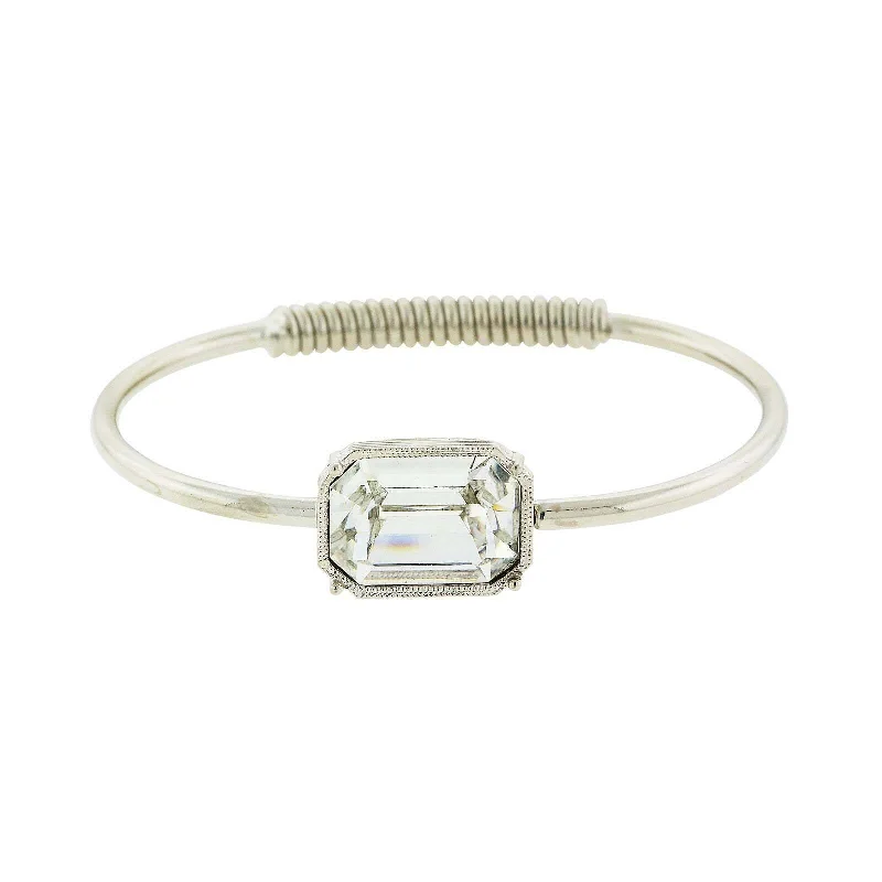 Jewelry Clearance – Final Chance To Save Big 1928 Jewelry Austrian Octagon Crystal Coil Spring Bracelet
