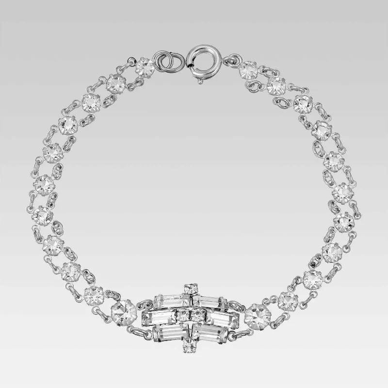 Elegant Jewelry Pieces At Unbelievable Prices 1928 Jewelry Baguette & Round Crystal Austrian Crystal Link Bracelet