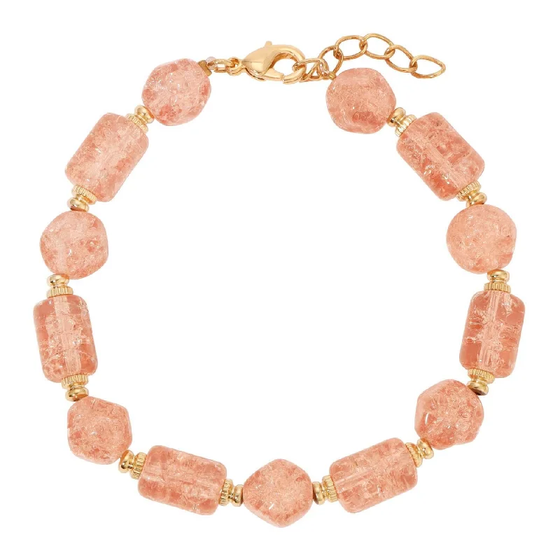 Shop Handcrafted Jewelry At Special Promotional Rates 1928 Jewelry Beaded Peach Cracked Glass Bracelet