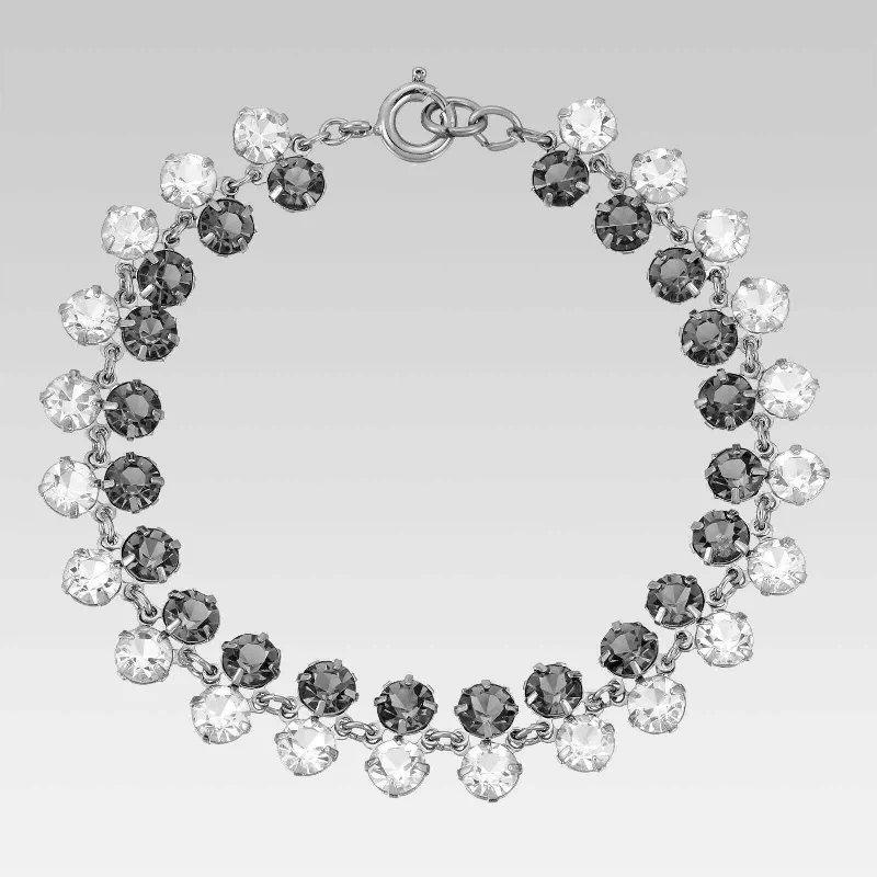 Timeless Jewelry Styles At Wallet-Friendly Prices 1928 Jewelry Black Diamond and Austrian Crystal Round Link Chain Bracelet 7 Inches