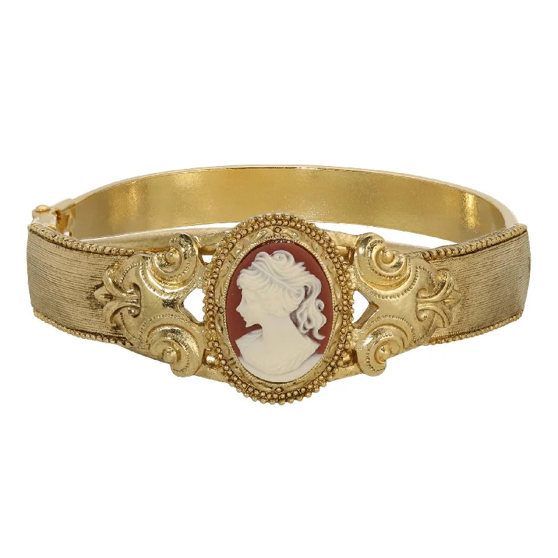 Jewelry Flash Sale – Stylish Designs At Unbeatable Rates 1928 Jewelry Carnelian Red Oval Cameo Hinge Bracelet
