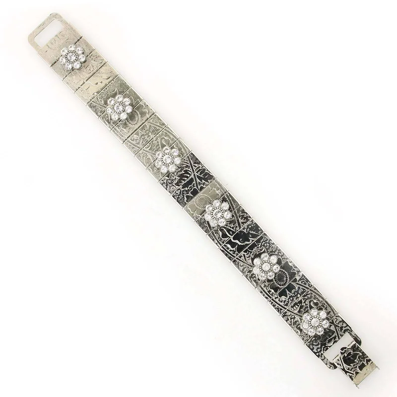 Luxury Jewelry At Unbeatable Discounts 1928 Jewelry Crystal Flower Etched Floral Clasp Bracelet