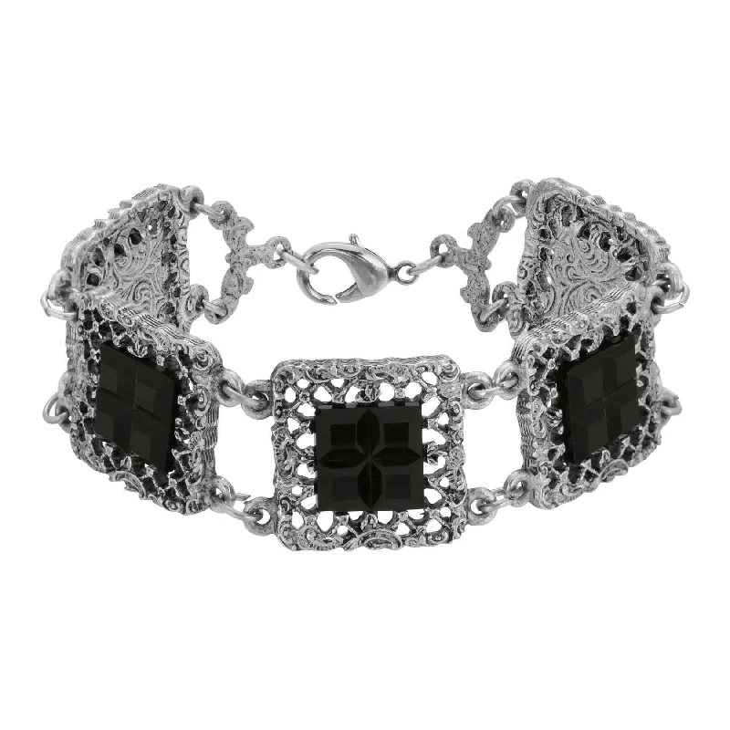 Shop Fine Jewelry With Amazing Deals 1928 Jewelry Deco Filigree Square Glass Stone Bracelet