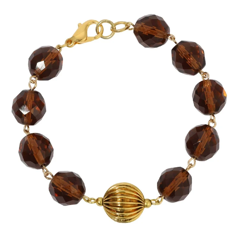 Fashion-Forward Jewelry At Incredible Prices 1928 Jewelry Glass Smoke Topaz & Corrugated Bead Link Bracelet