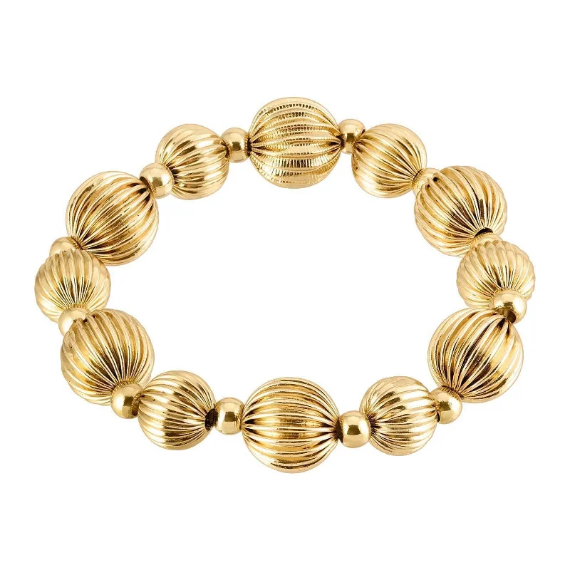 Personalized Jewelry Sale – Meaningful Gifts At Great Prices 1928 Jewelry Gold Callisto Round Corrugated Ball Stretch Bracelet