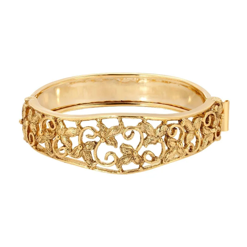 Once-A-Year Jewelry Sale – Grab Your Favorites Now 1928 Jewelry Gold Floral Hinge Bracelet