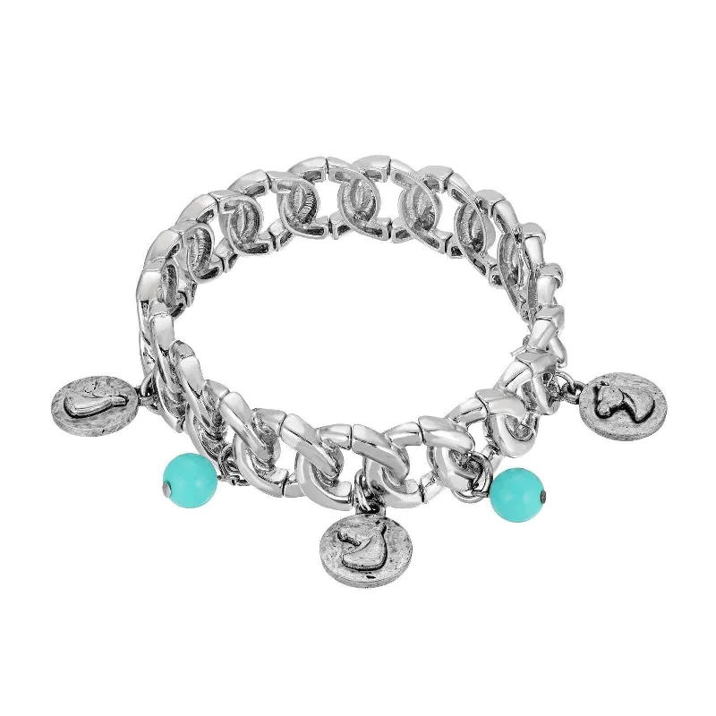 Glamorous Jewelry, Glamorous Deals – Shop Now 1928 Jewelry Horse Head Charms Turquoise Bead Stretch Bracelet