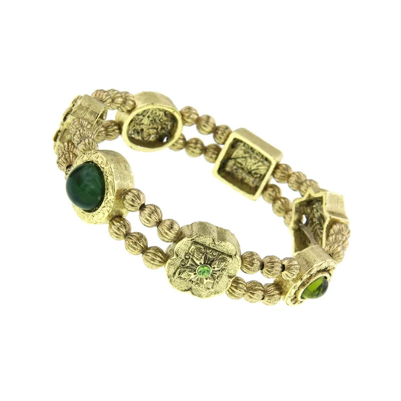Unique Jewelry For Less – Shop The Sale Now 1928 Jewelry Jade Gemstone Olivine & Peridot Stone Charm Stretch Bracelet