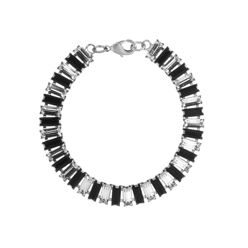Shop Fine Jewelry With Exclusive Savings 1928 Jewelry Jet Black And Crystal Clear Austrian Baguette Chain Link Bracelet