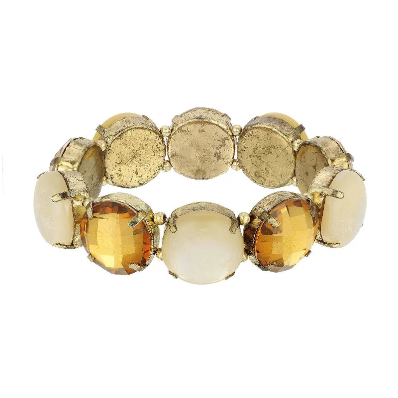 Elegant Jewelry, Exclusive Prices – Shop Now 1928 Jewelry Light Topaz & White Stone Antiqued Stretch Bracelet