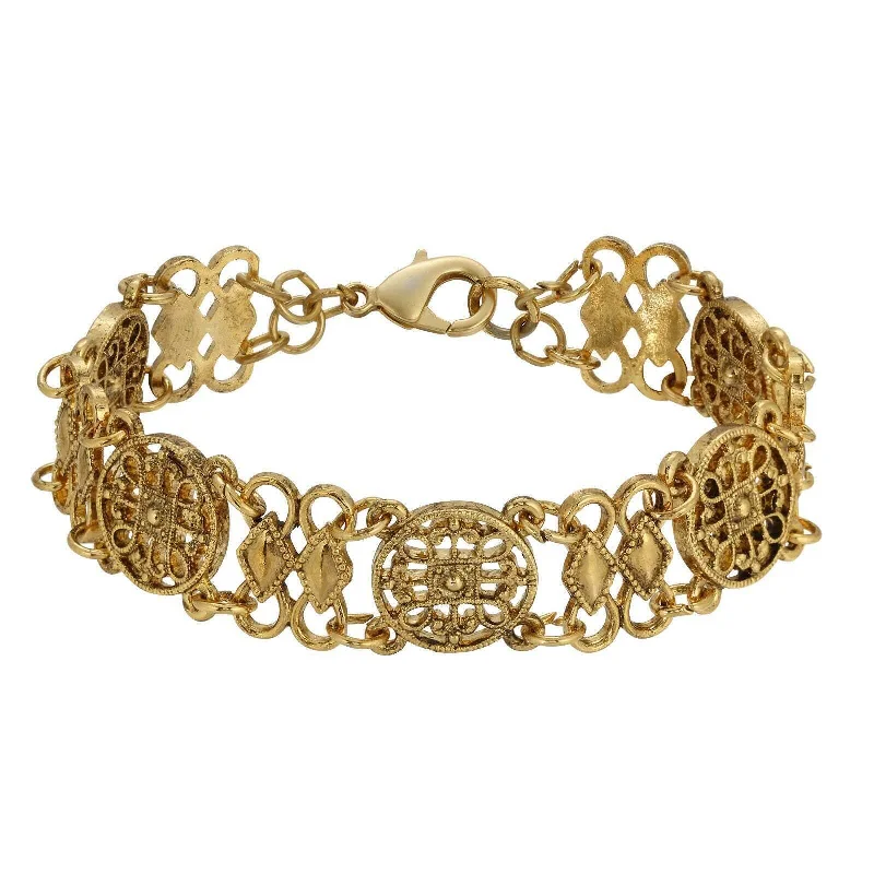 Elegant Jewelry, Exclusive Prices – Shop Now 1928 Jewelry Meso Round Intricate Filigree Link Bracelet