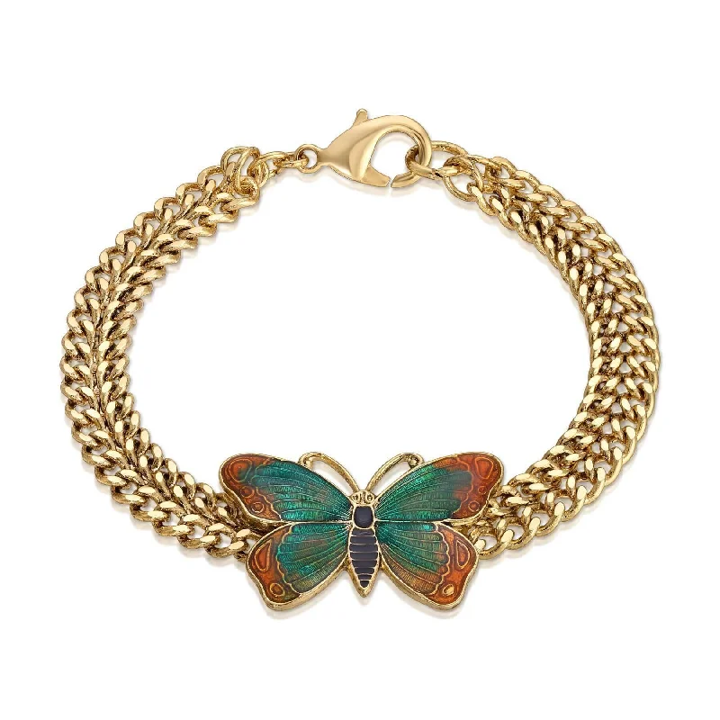 Discounted Jewelry For A Glamorous Look 1928 Jewelry Metamorphic Butterfly Double Curb Bracelet, 7.25"L