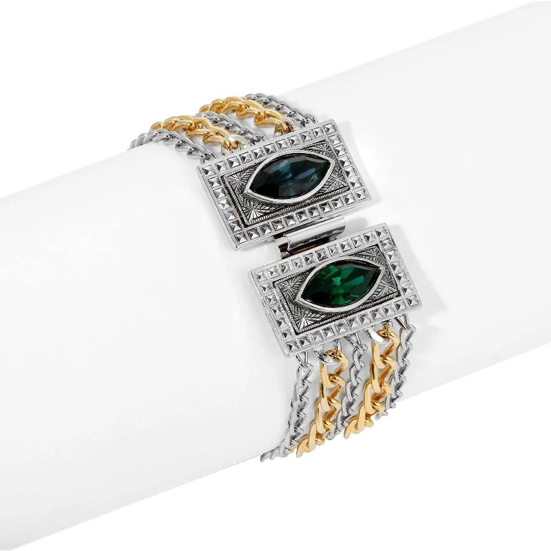 Shop High-Quality Jewelry At Jaw-Dropping Discounts 1928 Jewelry Montana Blue & Emerald Green Chain Bracelet