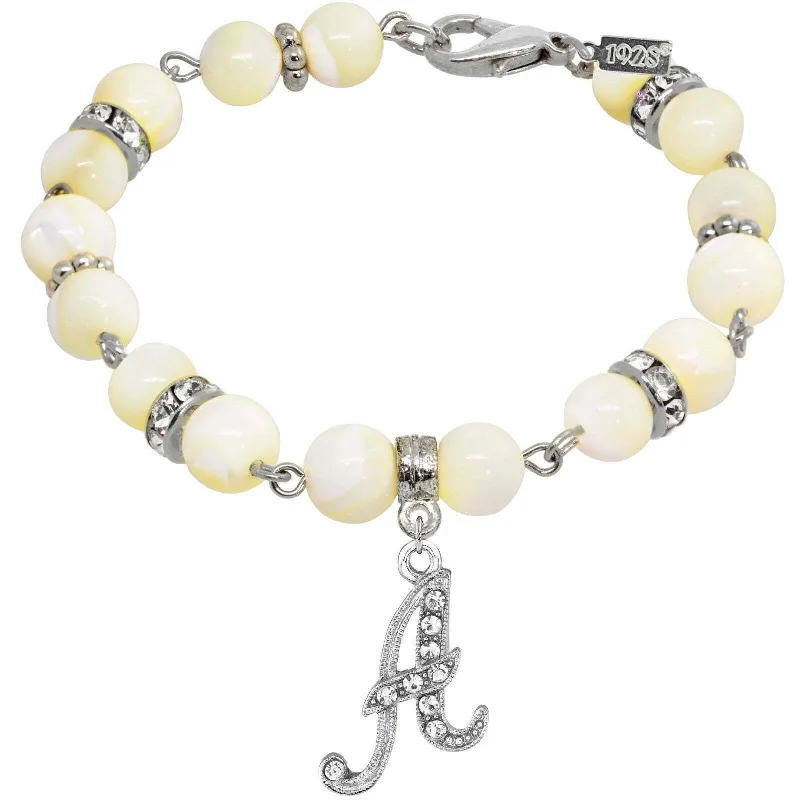 Once-A-Year Jewelry Sale – Grab Your Favorites Now 1928 Jewelry Mother Of Pearl Crystal Initial Charm Bracelet