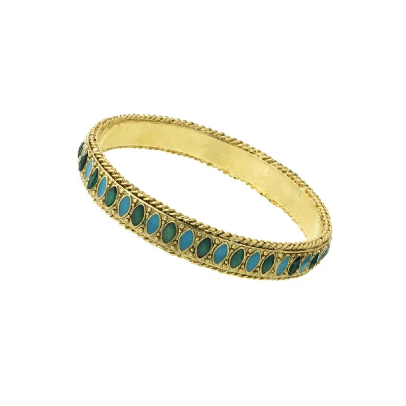 Affordable Glamour – Premium Jewelry For Less 1928 Jewelry Oasis Green & Turquoise Stone Marquise Bangle Bracelet