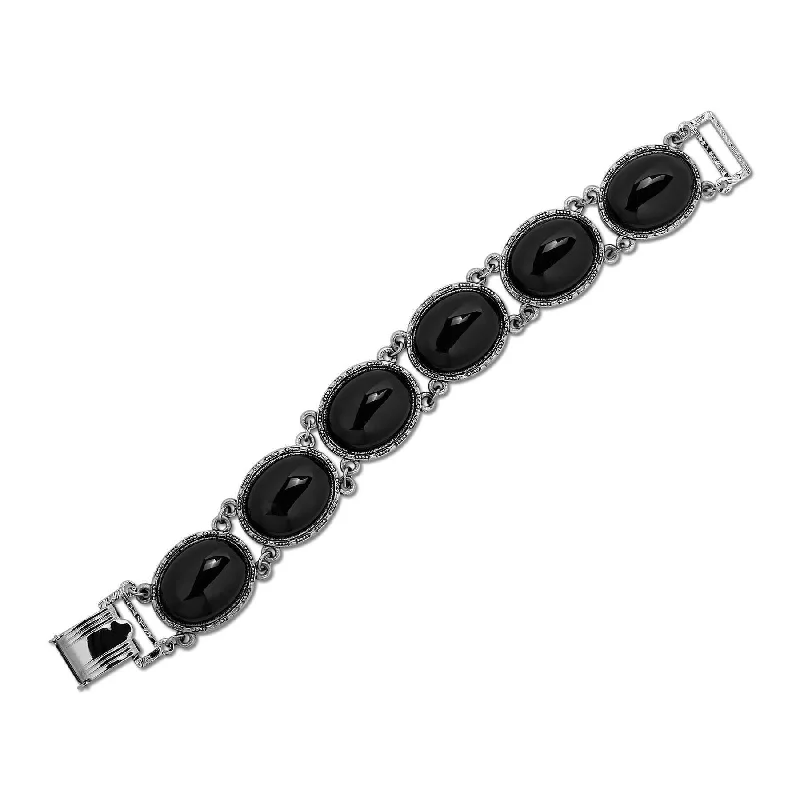 Final Call For Exquisite Jewelry At Reduced Rates 1928 Jewelry Ornate Semi Precious Oval Gemstone Link Bracelet