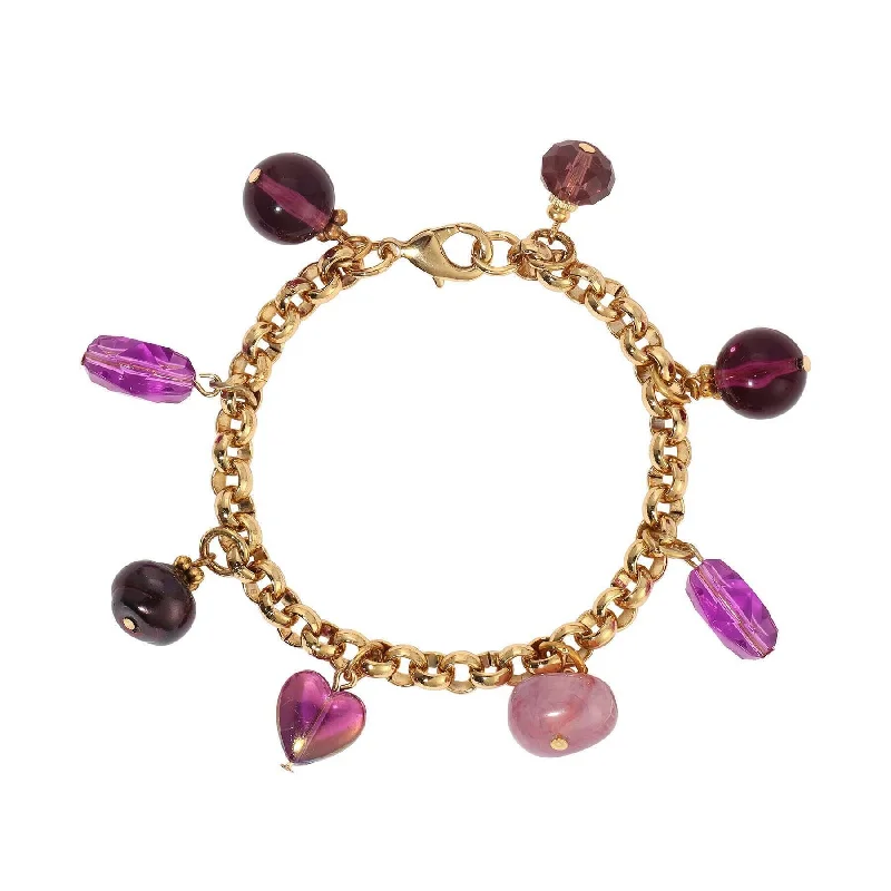 Dazzle In Elegance With Our Biggest Jewelry Sale 1928 Jewelry Purple Amethyst Multi Beaded Gold Link Bracelet
