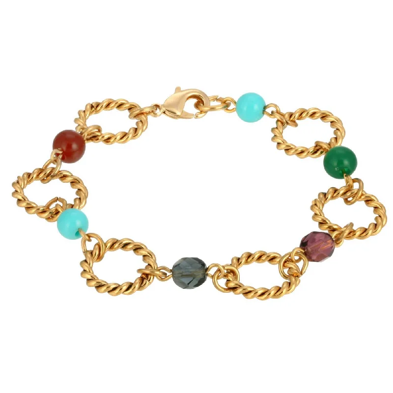 Handcrafted Jewelry Sale – Unique Designs At Low Prices 1928 Jewelry Round Link Multi Color Bead Bracelet