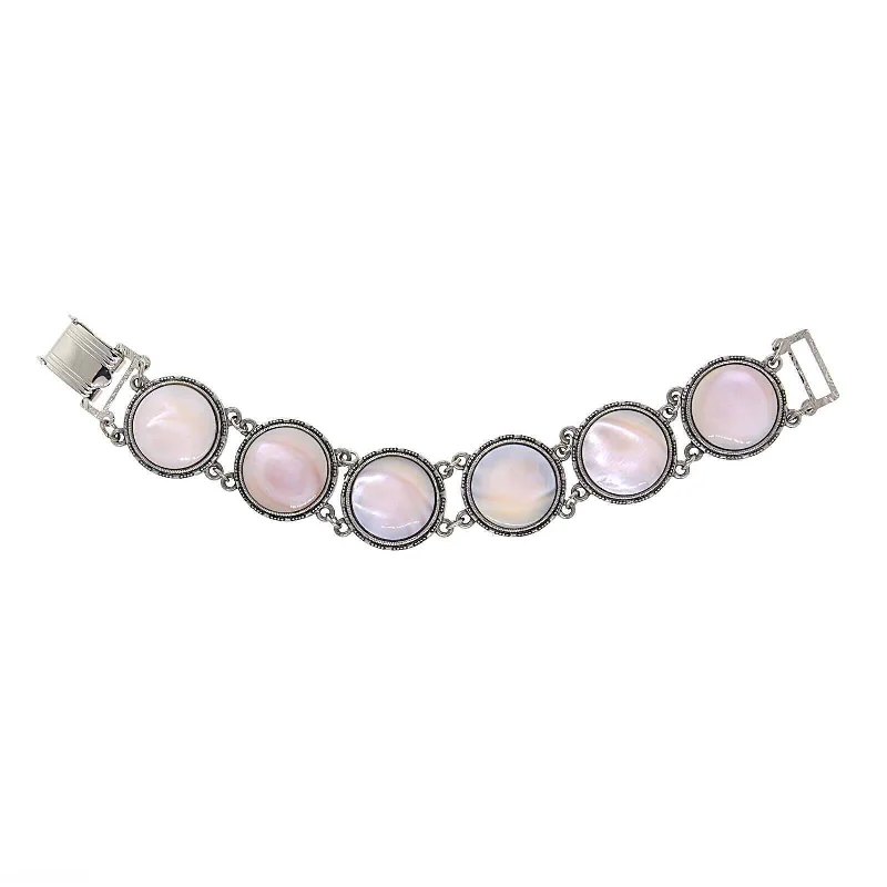 Flash Sale On Exquisite Jewelry – Don't Miss Out 1928 Jewelry Round Pink Mother Of Pearl Clasp Bracelet
