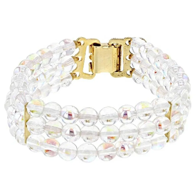 Everyday Jewelry Essentials Now On Sale 1928 Jewelry Round Three Row AB Glass Beaded Bracelet