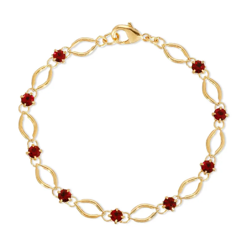 Clearance Sale On High-End Jewelry Collections 1928 Jewelry Siam Red Crystal Almond Link Bracelet 7.25"L