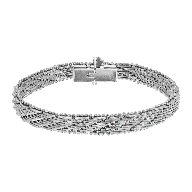 Bestselling Jewelry Now On Sale – Elevate Your Look 1928 Jewelry Silver Deco Mesh Beaded Edge Box Clasp Bracelet