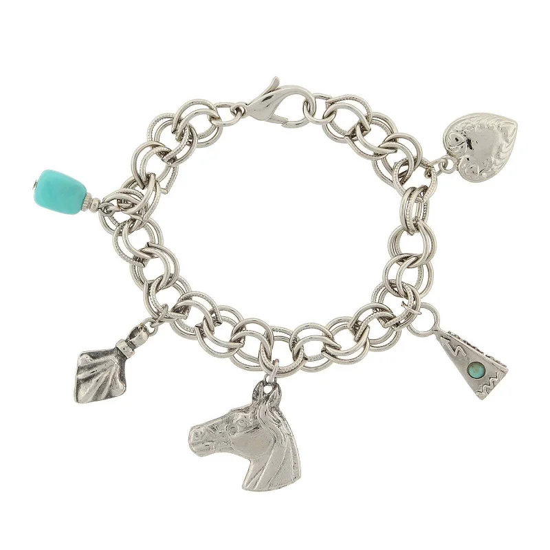 Breathtaking Jewelry At Limited-Time Savings 1928 Jewelry Southwest Turquoise And Charms Link Bracelet