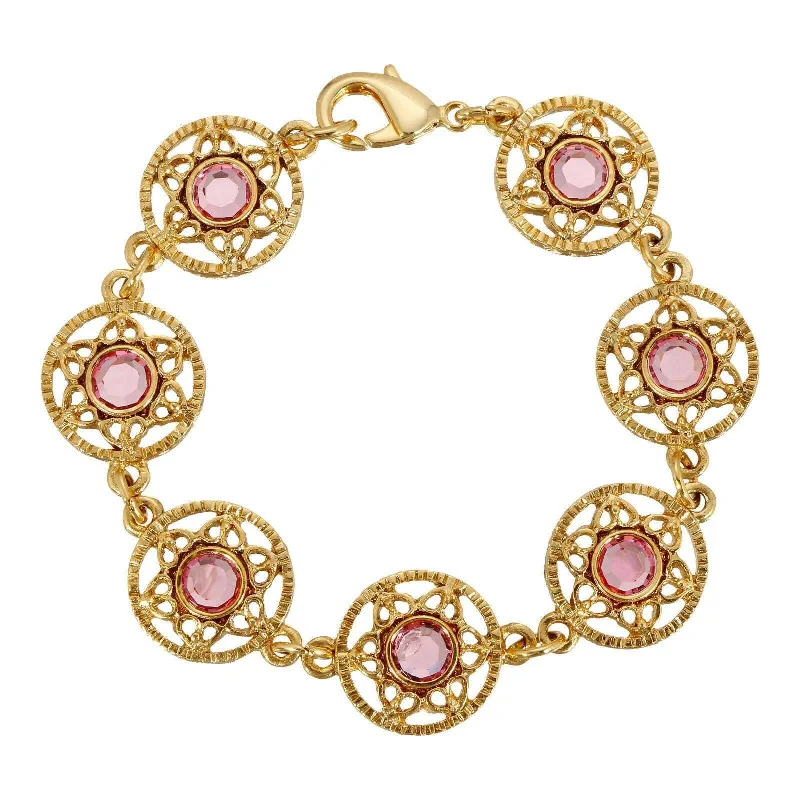 Seasonal Jewelry Deals – Elevate Your Style 1928 Jewelry Star Disk Channel Crystal Link Bracelet, 7.25"L