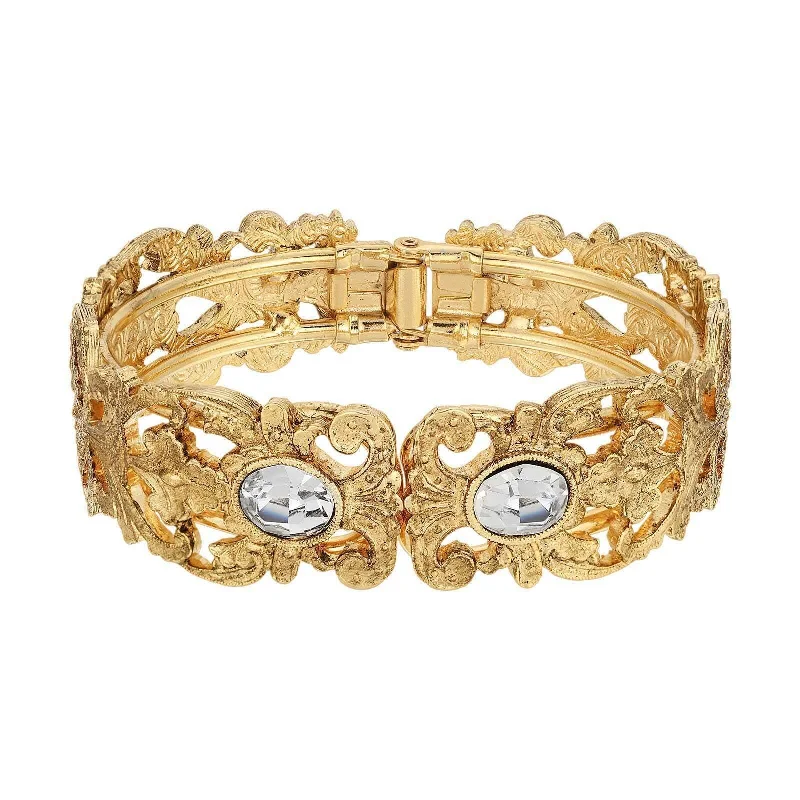 Seasonal Jewelry Deals – Elevate Your Style 1928 Jewelry Vienna Clear European Crystal Hinge Bracelet