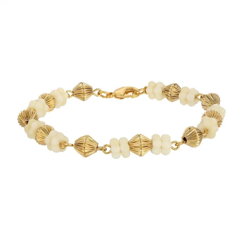 Timeless Elegance, Temporary Discounts – Act Fast 1928 Jewelry Vintage Flower Power Beaded Bracelet, 7.5"L