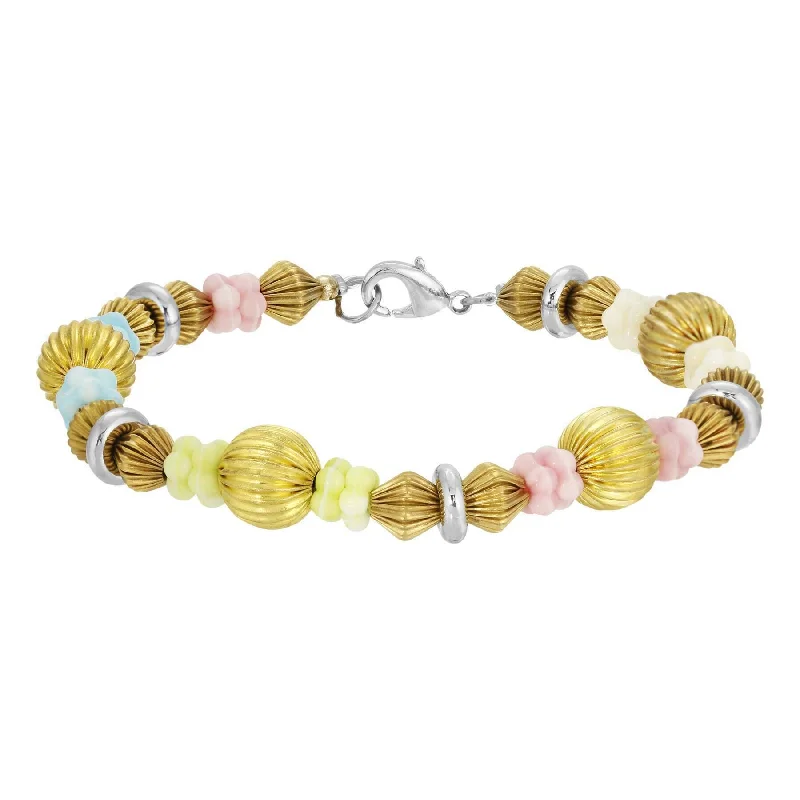 Sparkle On A Budget – Fine Jewelry For Less 1928 Jewelry Vintage Multicolored Flower Power Bead Bracelet, 7.5"L