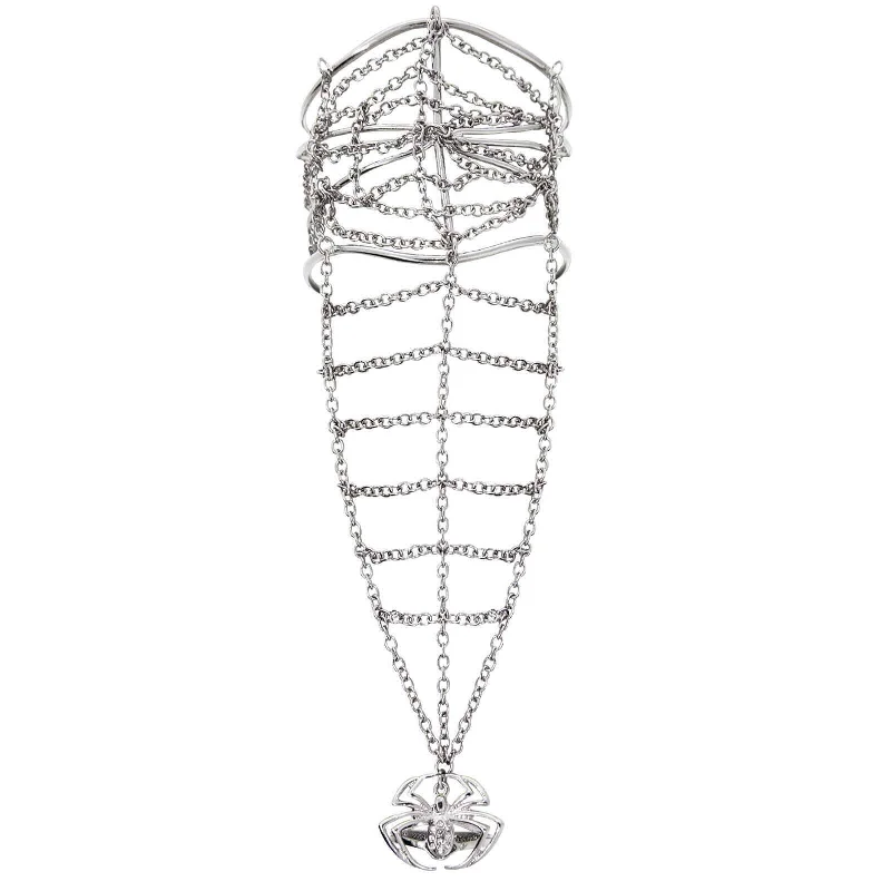Premium Diamond Jewelry At Once-In-A-Lifetime Discounts 1928 Jewelry Web Cuff Bracelet & Link Chain Crystal Spider Ring Size 7