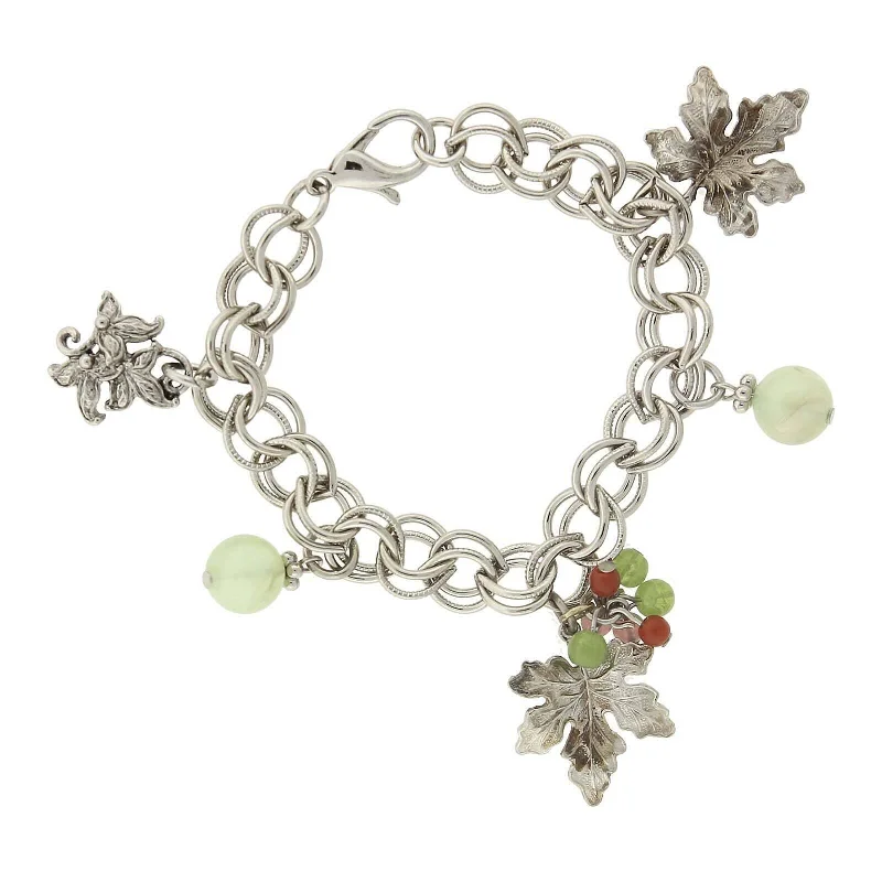 Grab Stylish Jewelry Before The Sale Ends 1928 Jewelry Winery Grape Leaves Multicolor Beads Charm Bracelet