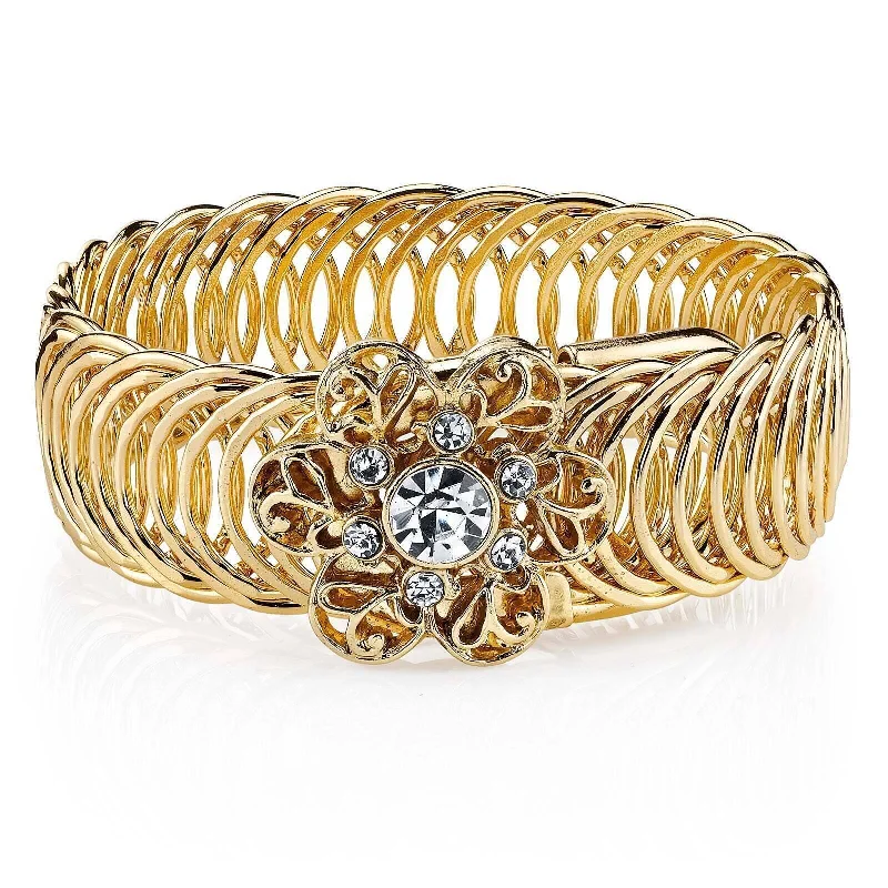 Your Dream Jewelry At Dream Prices 2028 Jewelry Crystal Flower Metal Weave Overlay Belt Bracelet