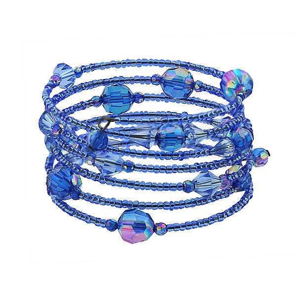 Timeless Elegance At Unbelievable Discounts 2028 Jewelry 5 Row Sapphire Blue AB Beaded Coil Bracelet