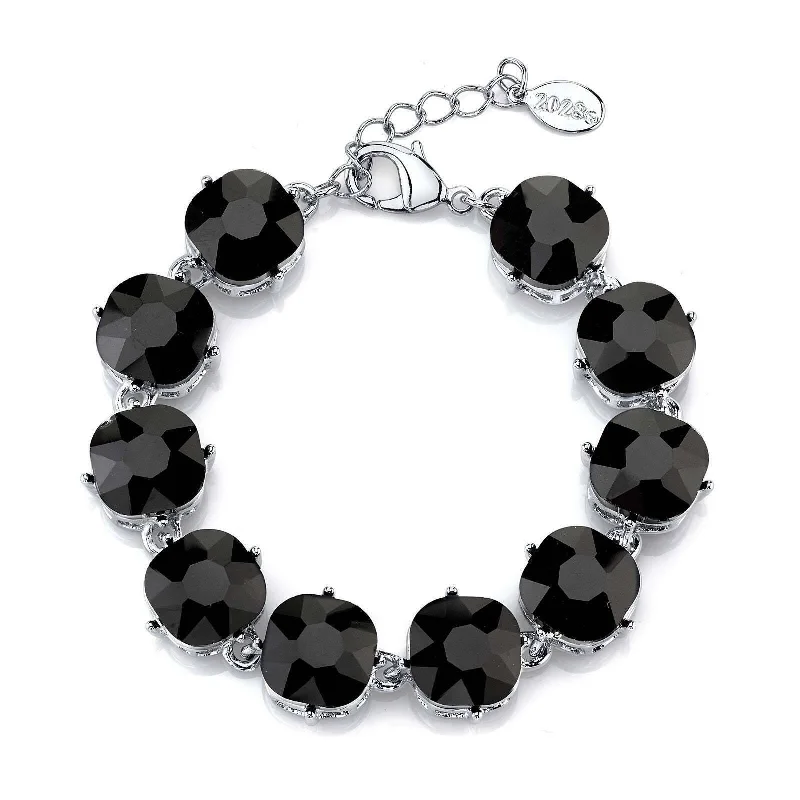 Handcrafted Jewelry Sale – Unique Designs At Low Prices 2028 Jewelry Black Faceted Round Glass Stone Bracelet 7 - 8 Inch Adjustable