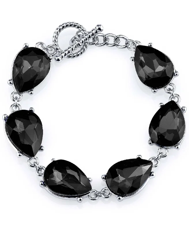 Adjustable Charm Bracelets For A Perfect Fit 2028 Jewelry Black Faceted Teardrop Glass Stone Toggle Bracelet