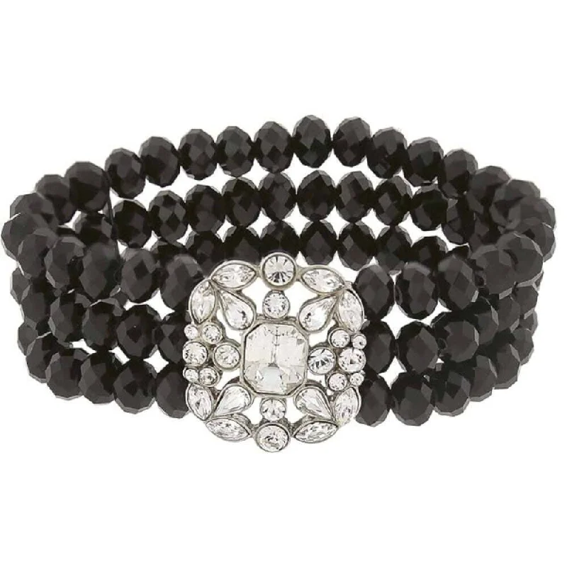Premium Jewelry, Premium Discounts – Act Fast 2028 Jewelry Crystal Symphony Black Glass Beaded Stretch Bracelet