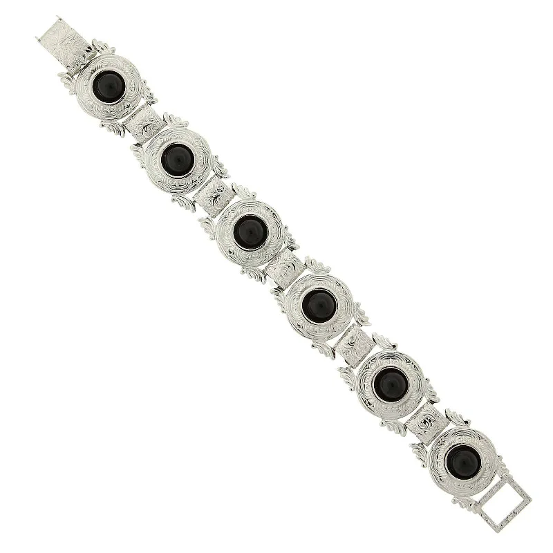 Buy More, Save More On Stunning Jewelry Designs 2028 Jewelry Deco Black Stone Etched Bracelet