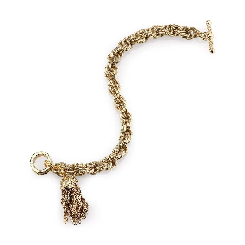 Your Dream Jewelry At Dream Prices 2028 Jewelry Gold Double Rope Link Tassel Toggle Bracelet