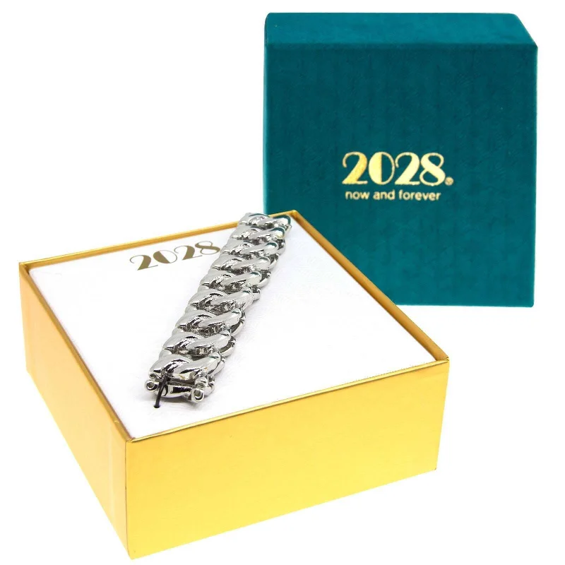 Affordable Gold-Plated Jewelry For Modern Fashion 2028 Jewelry Polished Round Link Stretch Bracelet