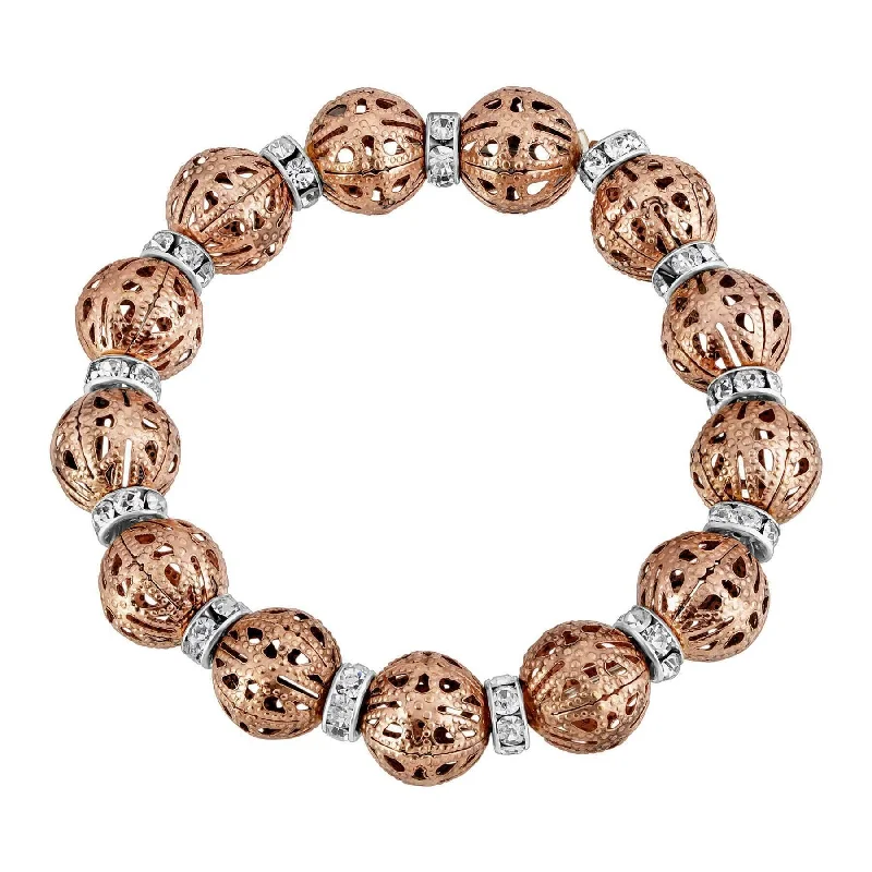 The Ultimate Jewelry Sale – Shop Premium Styles 2028 Jewelry Puffed Filigree Bead Rondelle Crystal Stretch Bracelet
