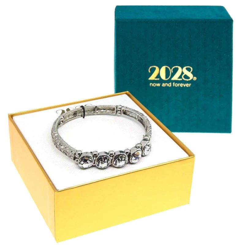 Handmade Pearl Jewelry For Timeless Elegance 2028 Jewelry Round Clear Crystal Stretch Bracelet