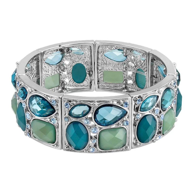 Grab Your Favorite Jewelry At The Lowest Prices 2028 Jewelry Multi Shaped Stone & Crystal Stretch Bracelet