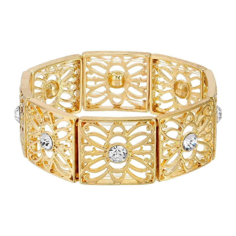Personalized Jewelry Sale – Unique Gifts At Low Prices 2028 Jewelry Square Filigree Crystal Stretch Bracelet