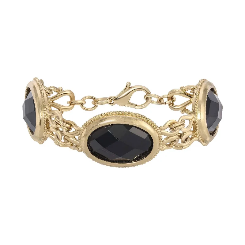 Limited-Time Offer On Elegant Jewelry Pieces 2028 Jewelry Triple Oval Faceted Stone Double Link Bracelet
