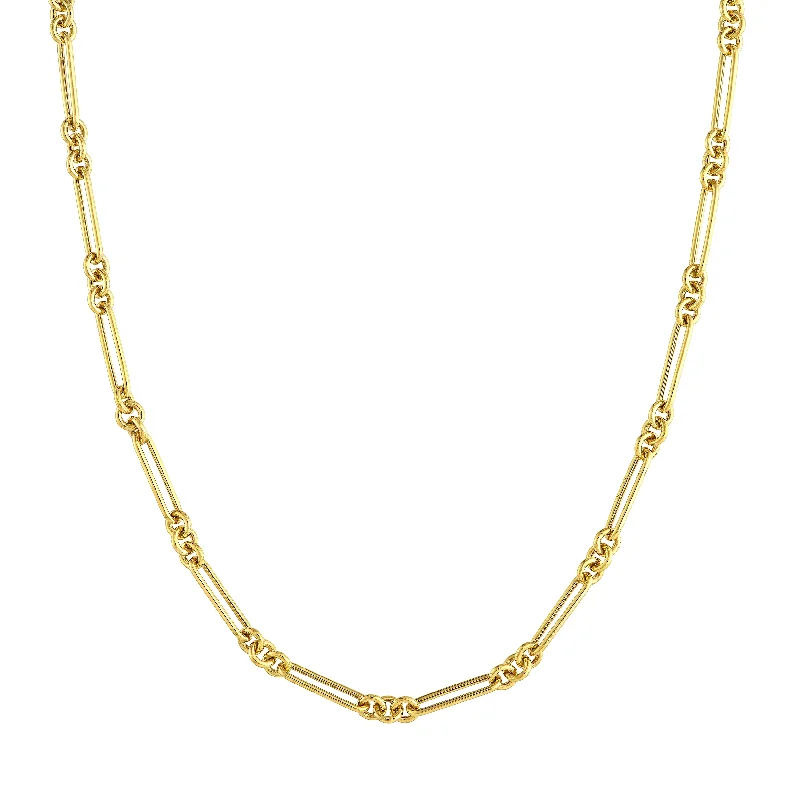 Discounted Jewelry For A Glamorous Look 3+1 Hollow Fancy Rounded Paper Clip Chain with Pear Lock